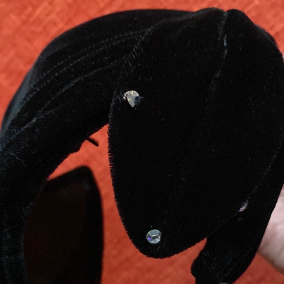 VTG 40’s Black Velvet Rhinestones Fascinator Hat - Picture 12 of 12